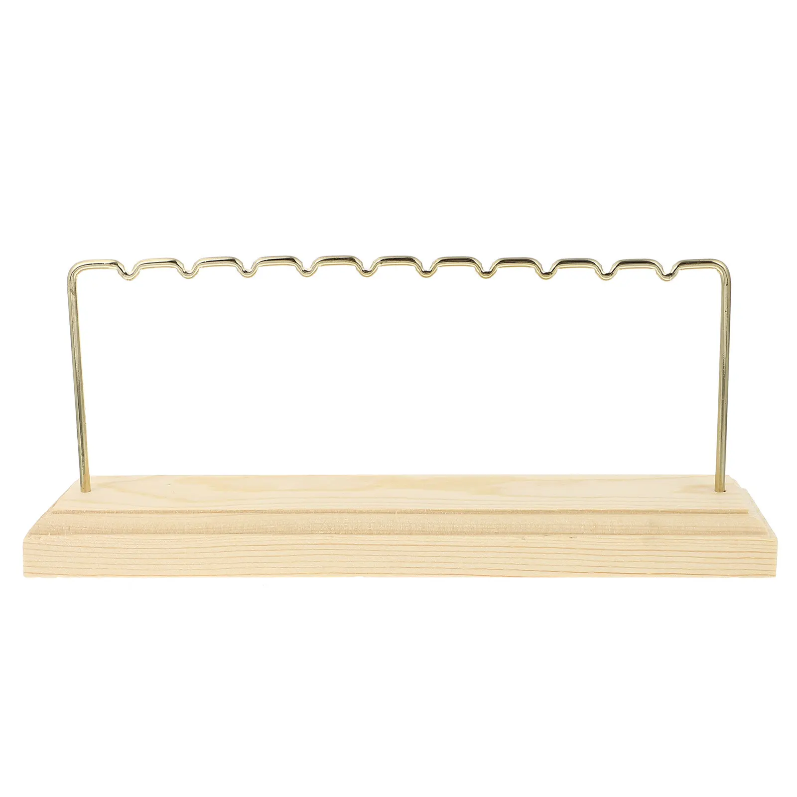 Modern Earring Display Stand Solid Wood Base Metal Bar Jewelry Organizer for Daily Use Bedroom Desk Decor Earring Holder Stand
