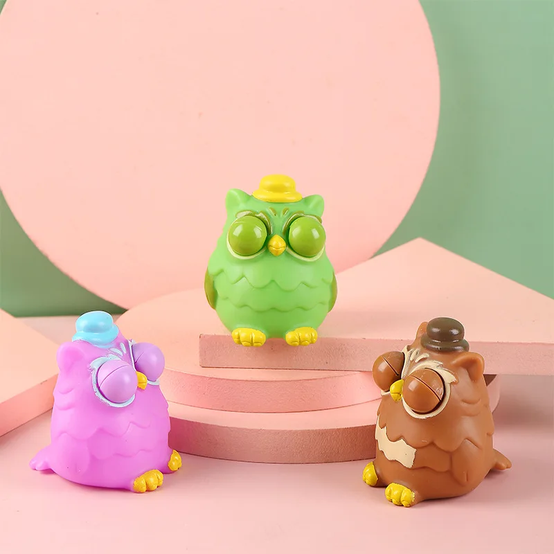 Creative New Action Figure Decompression Toy Big Eyes Pinch Happy Owl Prank Venting Doll Stress Relief Animal Adult Children Toy