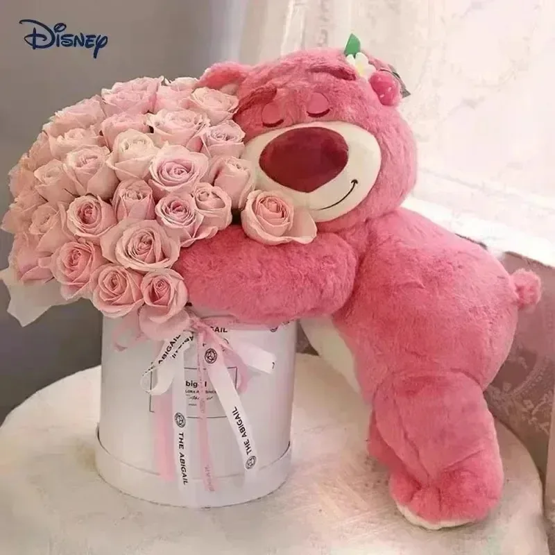 2025 Disney Toy Story Lotso Cute Bear Strawberry Sofa Plush Pillow Stuffed Toys Children Girls Friends Festivals Birthday Gift