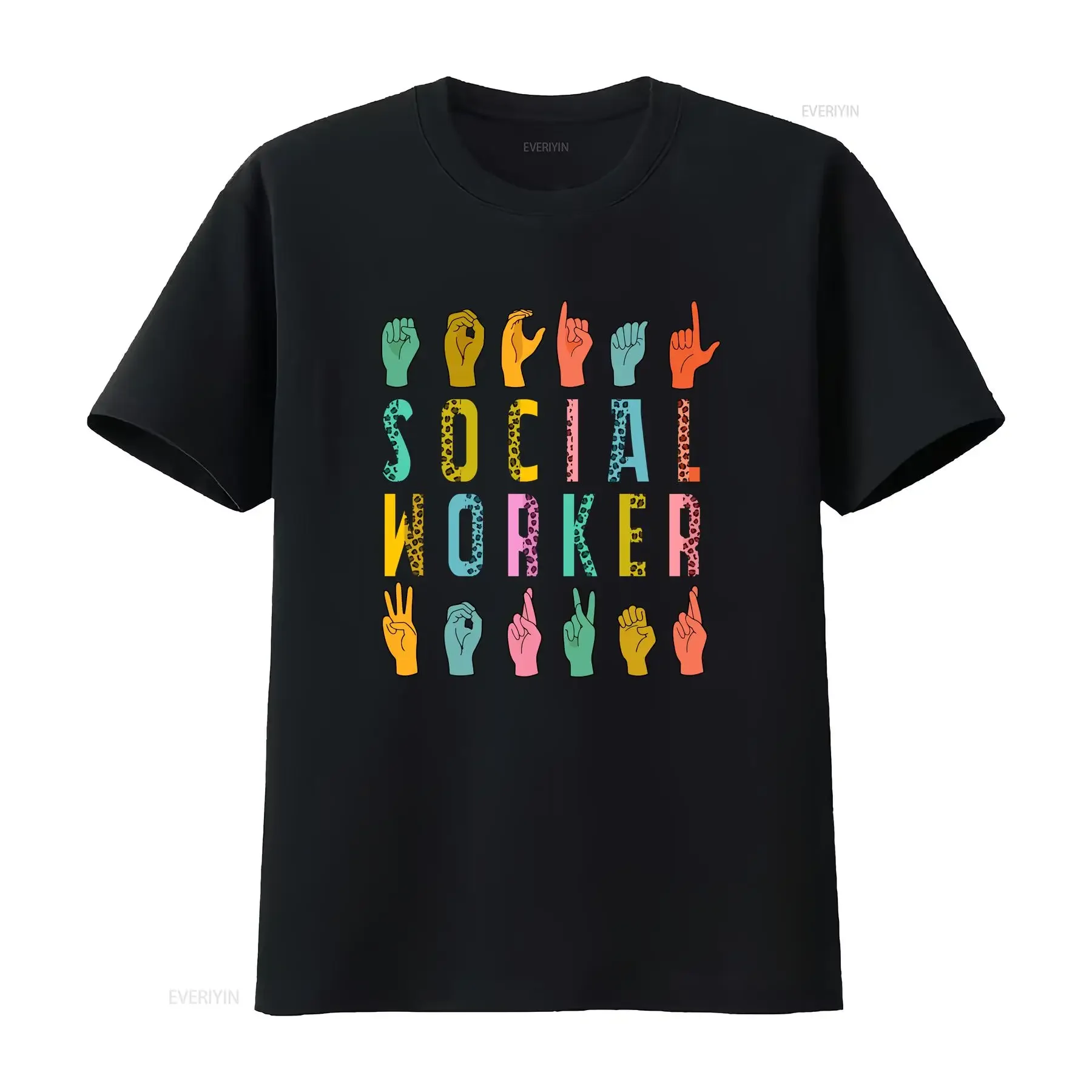 ASL Social Worker T Shirt American Sign Language SweaT Work Graduation Melanin vintage Washed graphic designer clothes Soft