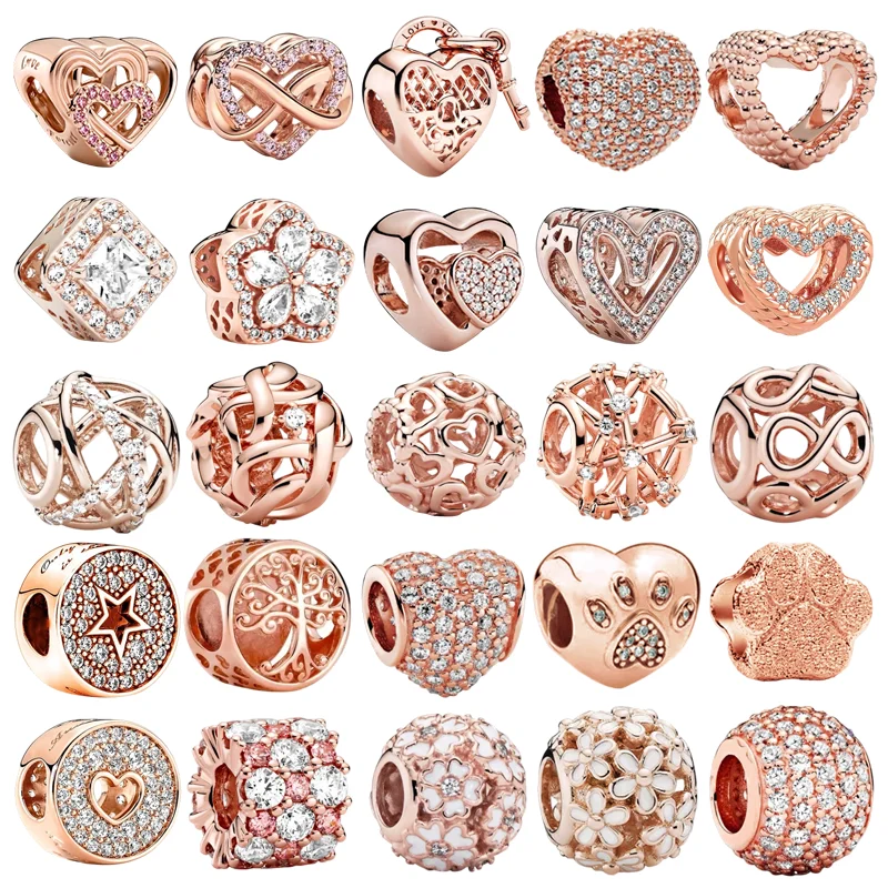 

Лидер продаж, розовое золото, несколько серий, очаровательные бусины, подходят для оригинальных европейских ювелирных изделий из стерлингового серебра и браслета серии DIY, подарок