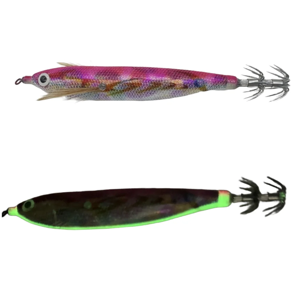 Glow-in-the-Dark Squid Jigs Night Fishing Built-in Rattling Beads Realistic Shrimp Imitation For Squid And Octopus