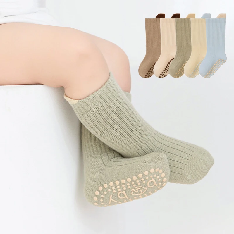 

Детские носки-тапочки для мальчиков и девочек, весенне-осенние детские хлопковые носки, домашние противоскользящие морозостойкие прогулочные носки для малышей от 0 до 8 лет