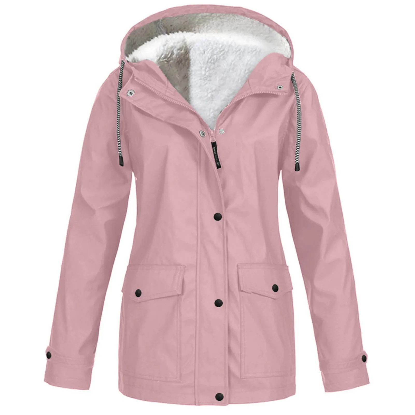 Ladies Autumn And Winter  Jacket Buttons And Zipper Front Buttons Waterproof Overcoat For Winter Outdoor