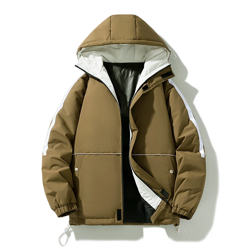 

Thickened Hooded Puffer Jacket For Men Winter Snow Outwear Windproof Warm Jackets New Section Casual Thicken Cotton Parkas