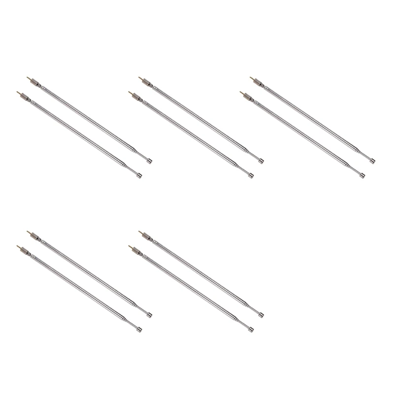 5 Pair 62.5Cm 24.6 Inch 4 Section Telescopic Stainless Steel AM FM Radio Universal Antenna