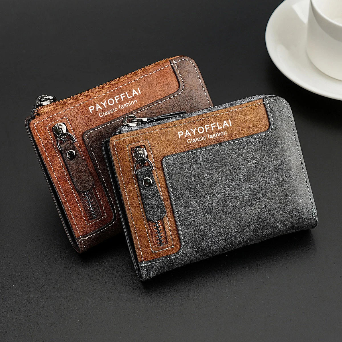 محفظة رجالية لعام 2025 من العلامة التجارية الفاخرة الشهيرة مع جيب للعملات المعدنية، حافظة محفظة قصيرة من الجلد الصناعي عالي الجودة