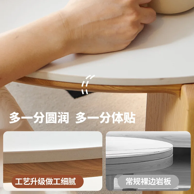 Living room household log style tea table small apartment sofa edge rock slab round ash wood solid wood coffee table