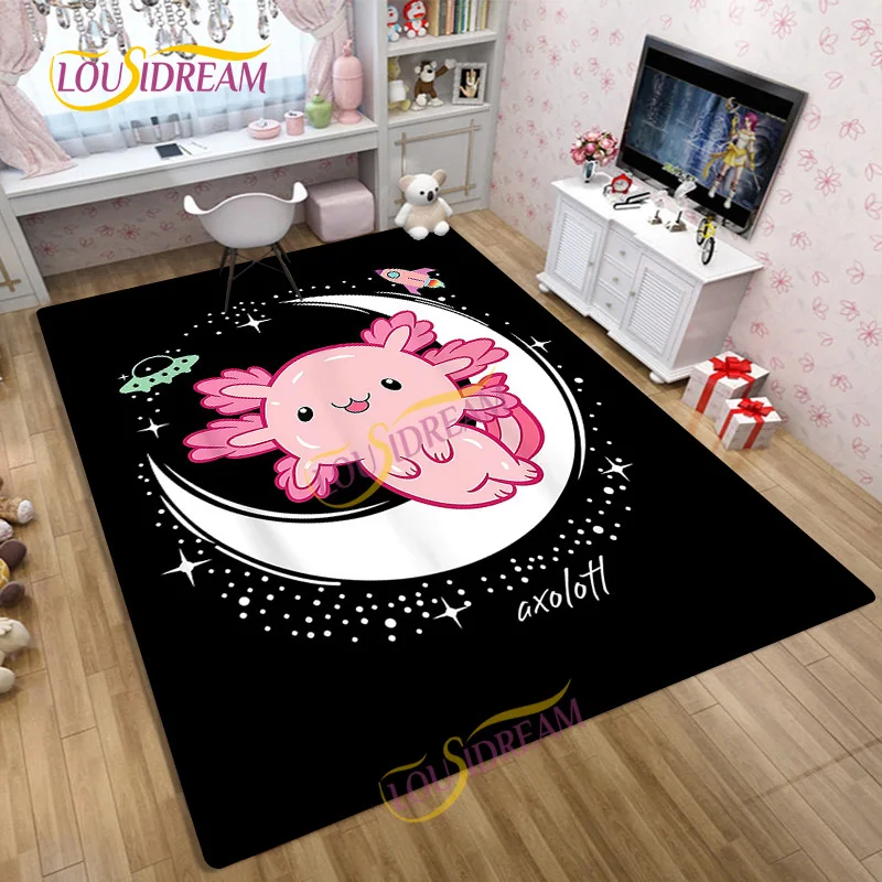 

Cartoon animal Axolotl Soft Plush Kids Room Carpet Living Room Kitchen Bathroom Washable Floor Mat Cute Ajolote Family Area Mat