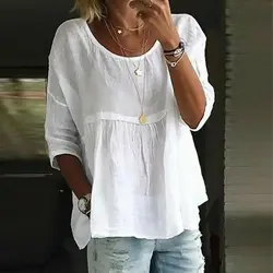 Blusa holgada de manga corta con carácter para mujer, camisa elegante informal a la moda para vacaciones y fin de semana