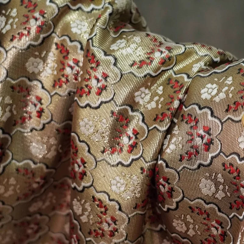 Bronze Metallic European Vintage Yarn-Dyed Jacquard Structured Fabric Formal Dress Trench Vest Sofa Luxury Textured Material