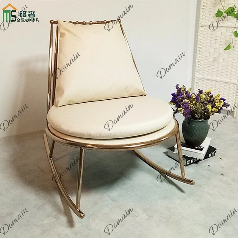Modern Rocking Chair Metal Frame Single Leisure Sofa for Living Room Balcony Bedroom Stylish Rocker