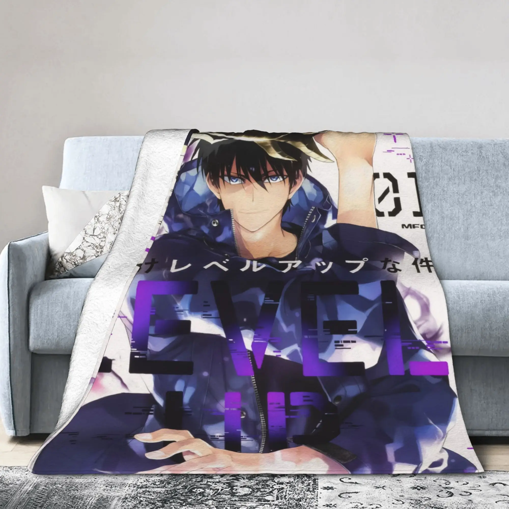 Anime Solo Levelings Blanket Fleece  Winter  Breathable Ultra-Soft Throw Blankets for Bed Outdoor Rug Piece view 3