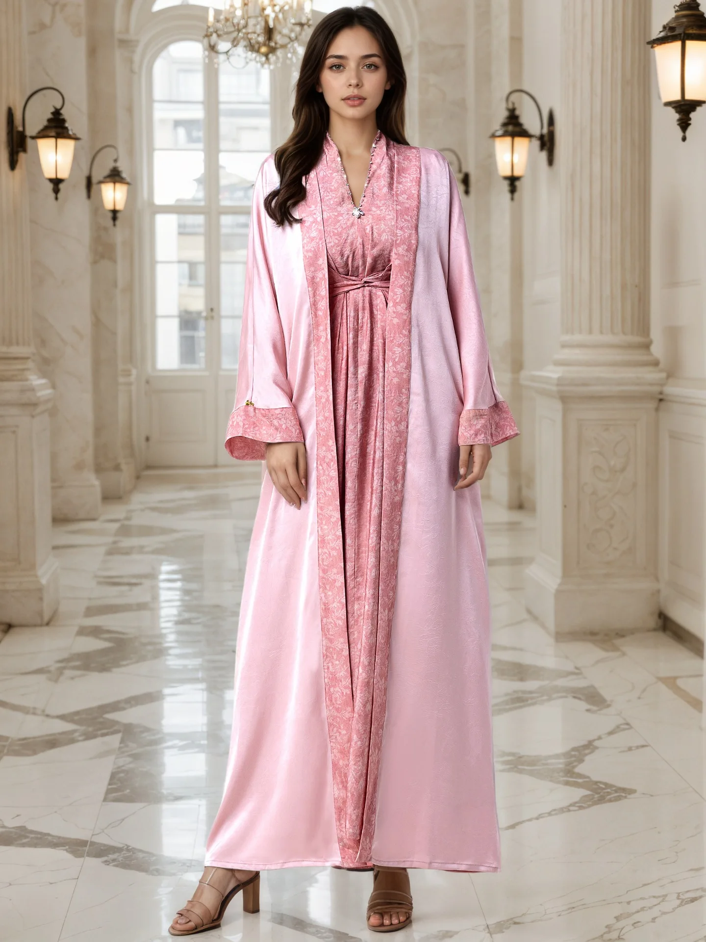 

Eid Women Dress Abaya Party Muslim 2 Piece Set Jalabiya Ramadan Morocco Kaftan Dresses Abayas Vestidos Largos Arab Long Robe