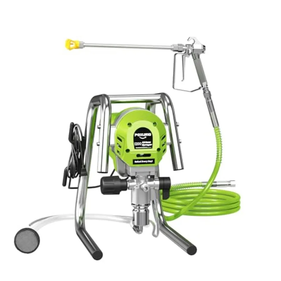 

Безвоздушный распылитель краски 1200 Вт, 3300 фунтов на кв. дюйм, высокоэффективный, без разбавления, с удлинительной штангой и подставкой