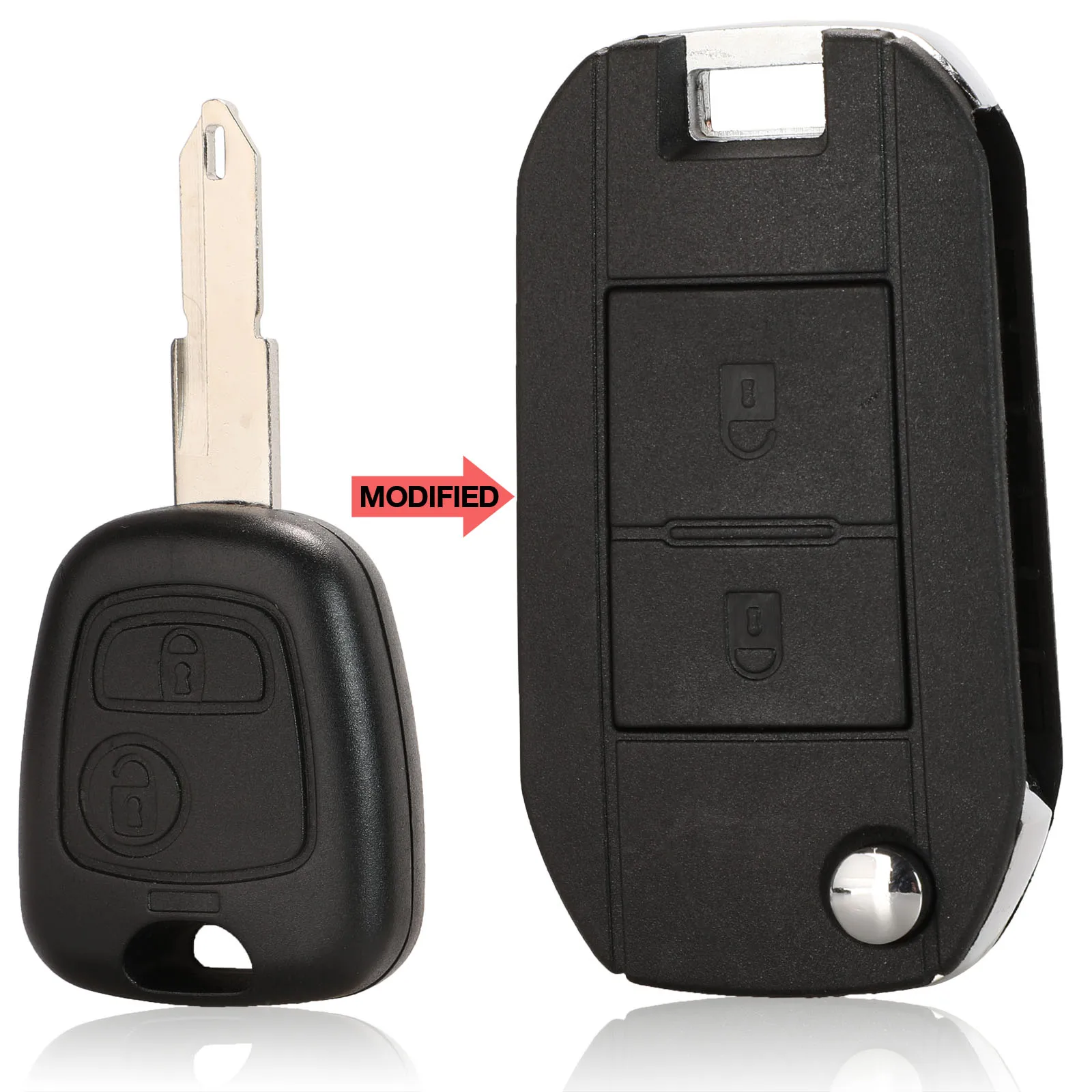 Jingyuqin Chiave A Distanza Dell\'automobile Fob Borsette Della Copertura Della Cassa 2 Bottoni Per Peugeot 106 206 306 406 Per Citroen C2 C3 Xsara