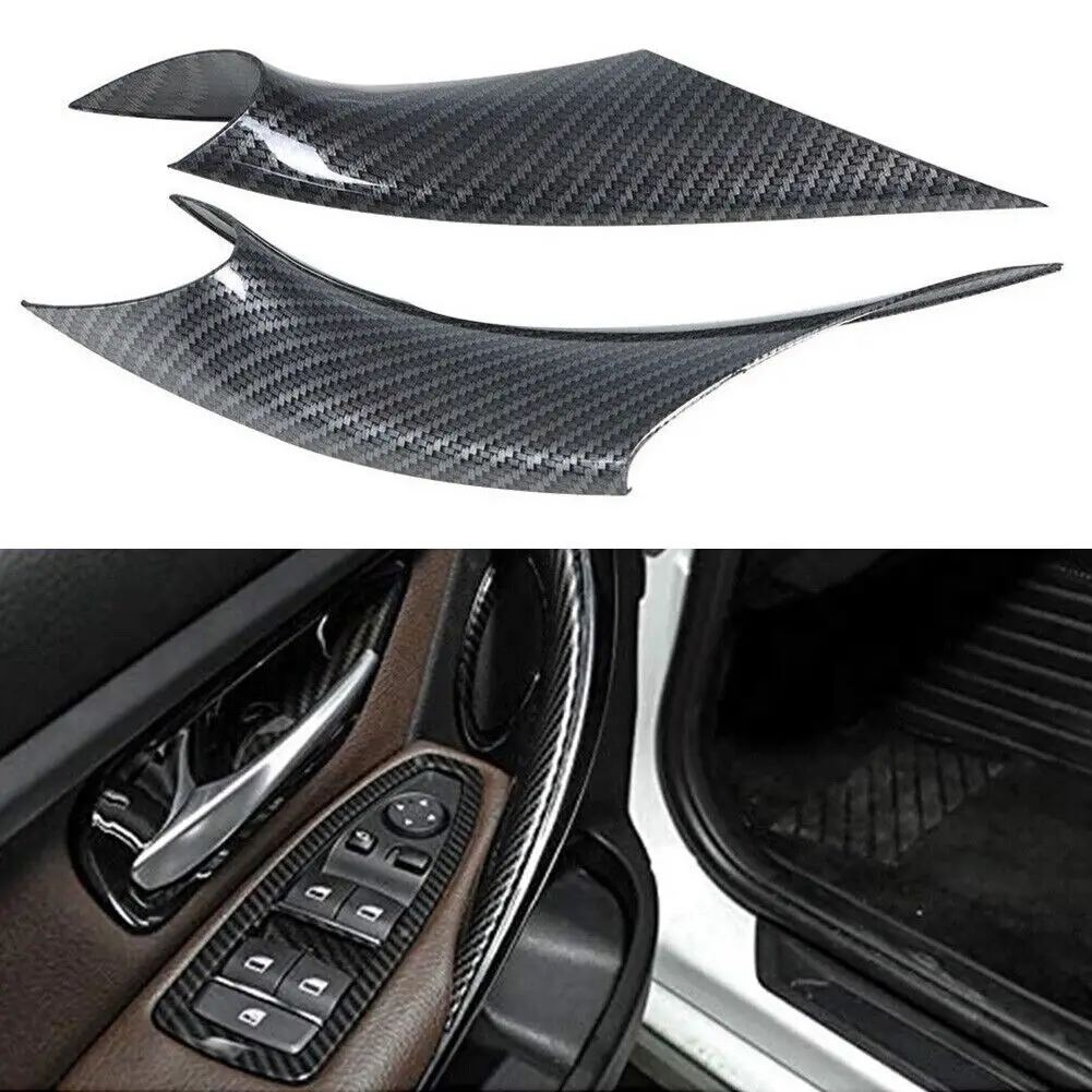 4X Carbon Fiber Matte Black Interior Door Handle Panel Cover For BMW 3 4 Series M3 M4 2012-2018 F30 F31 F32 F33 F34 F36 F80 F82