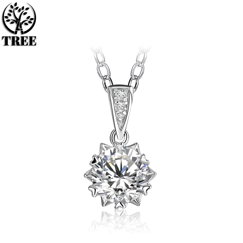 

ALITREE 2 Carat Round Cut D Color Moissanite Pendant Necklace Silver 925 Moissanite Diamond White Gemstone Necklace Fine Jewelry