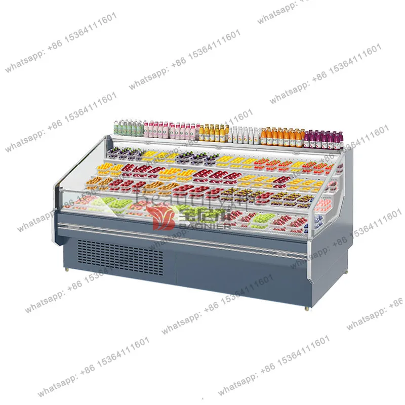 

Supermarket fruit preservation cabinet double-layer fruit cutting double-sided fresh refrigerator spray curtain