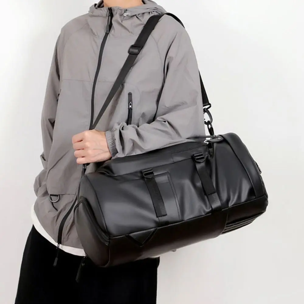 

Large Capacity Sports Gym Bag Dry Wet Separation Waterproof PU Leather Backpack Portable Storage Pack Travel Shoulder Bag Hiking
