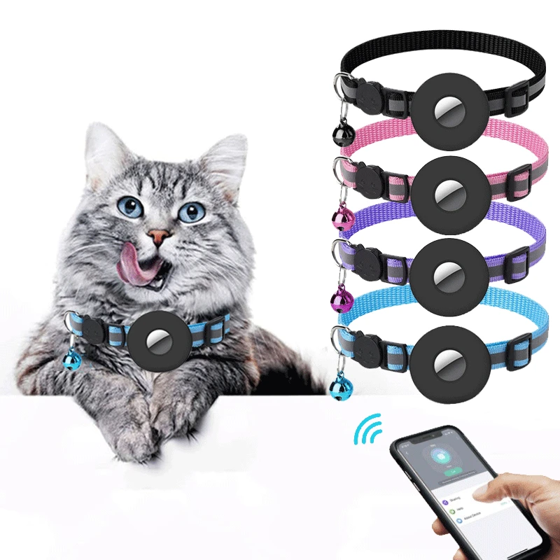

Ошейник для домашних животных с GPS-трекером, регулируемый светоотражающий нейлоновый ошейник для котят и собак, защита от потери