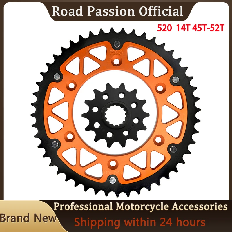 

520 Motorcycle 45T~ 52T 14T Front & Rear Sprocket For GS300 SX380 SX400 SX440 SX500 SX520 SX525 EX530 SX144 SX150 EX200 MXC200