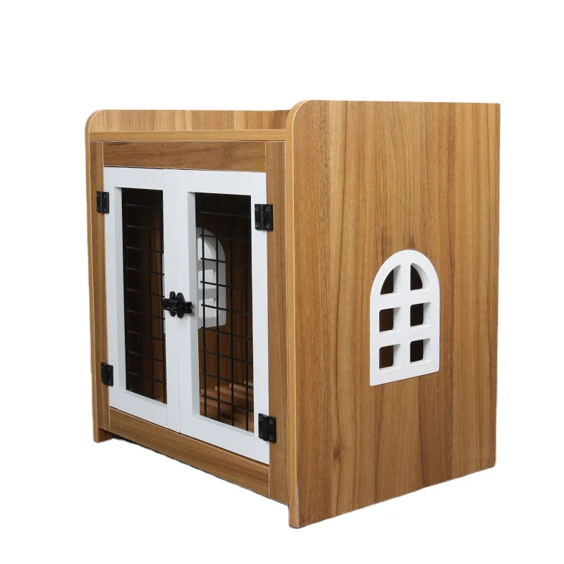 Jaula para perros Pet de madera interior Shiba Inu Teddy Caja para perros medianos y pequeños para el hogar con inodoro