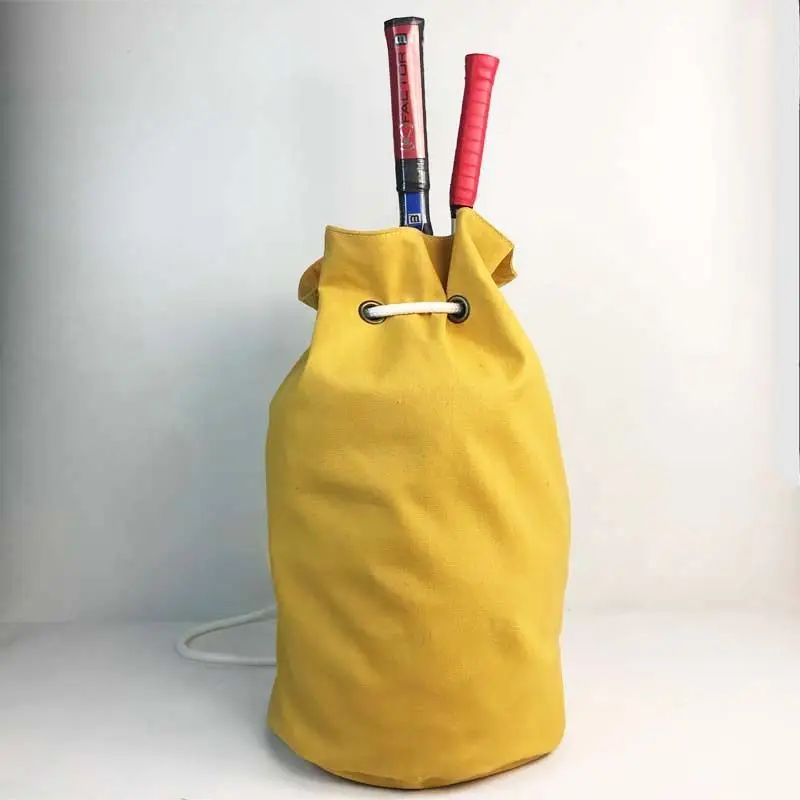 

Canvas Double Shoulder Drawstring Bucket-Style Multifunctional Backpack for Badminton Tennis Basketball Bag