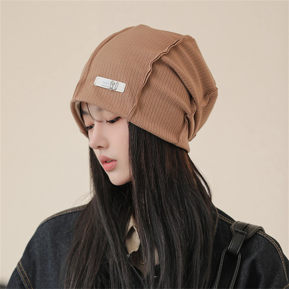 Fashion Beanie Hat Women\'s Fashion Unisex New 2024 Spring and Autumn Solid Color Hat Men\'s Pile Head Skull Cap Hip Hop Beanie