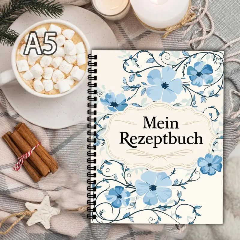 

Кулинарная книга формата А5 с цветочным дизайном рецептов, вмещающая более 100 рецептов, настраиваемые кухонные блокноты для поваров.