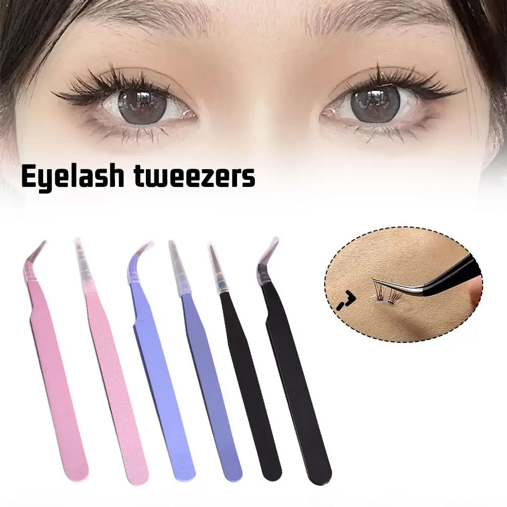Colorful Professional Elbow Straight Eyelash Tweezers Eyelash Extension Tweezers Makeup Tools For Women C9i5