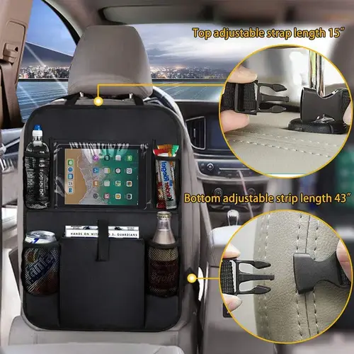 Car Backseat Organizer with Touch Screen Tablet Holder Auto Storage Pockets Cover Car Seat Back Protectors Car Accessories - Image 4