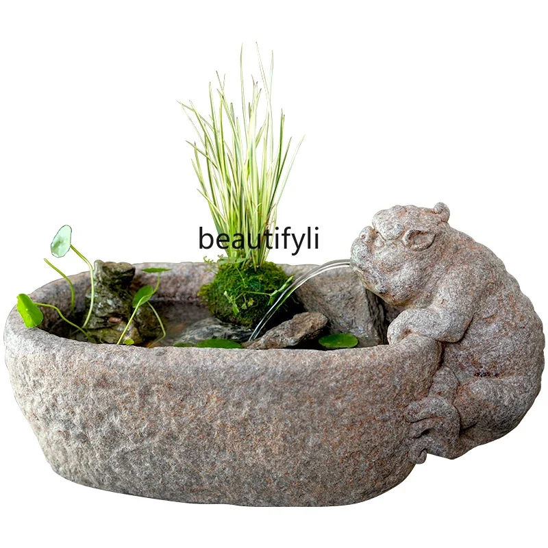 

smt14 Chinese Pixiu lucky flowing water ornament circulating water living room entrance tea room desktop decoration landscaping