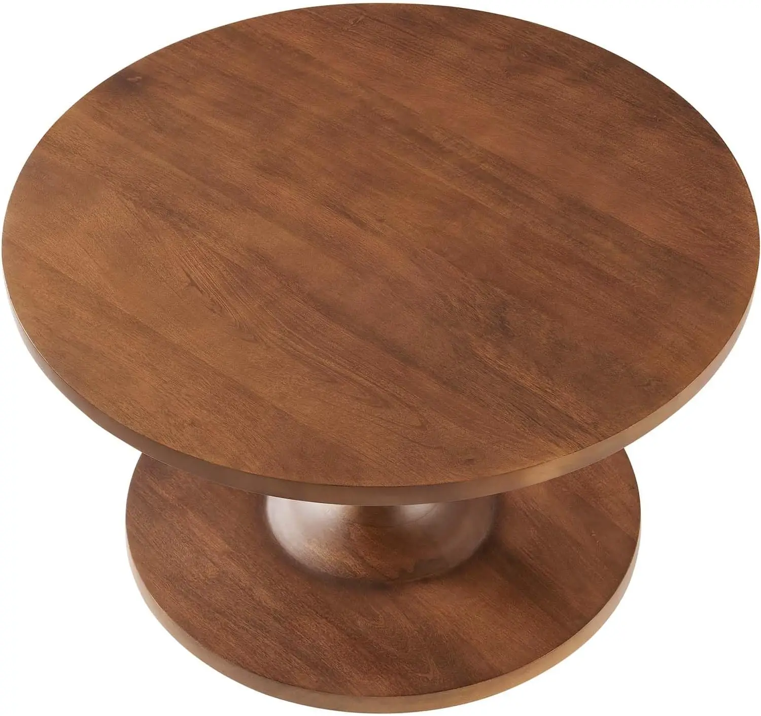 Lina Round Wood Coffee Table in Walnut