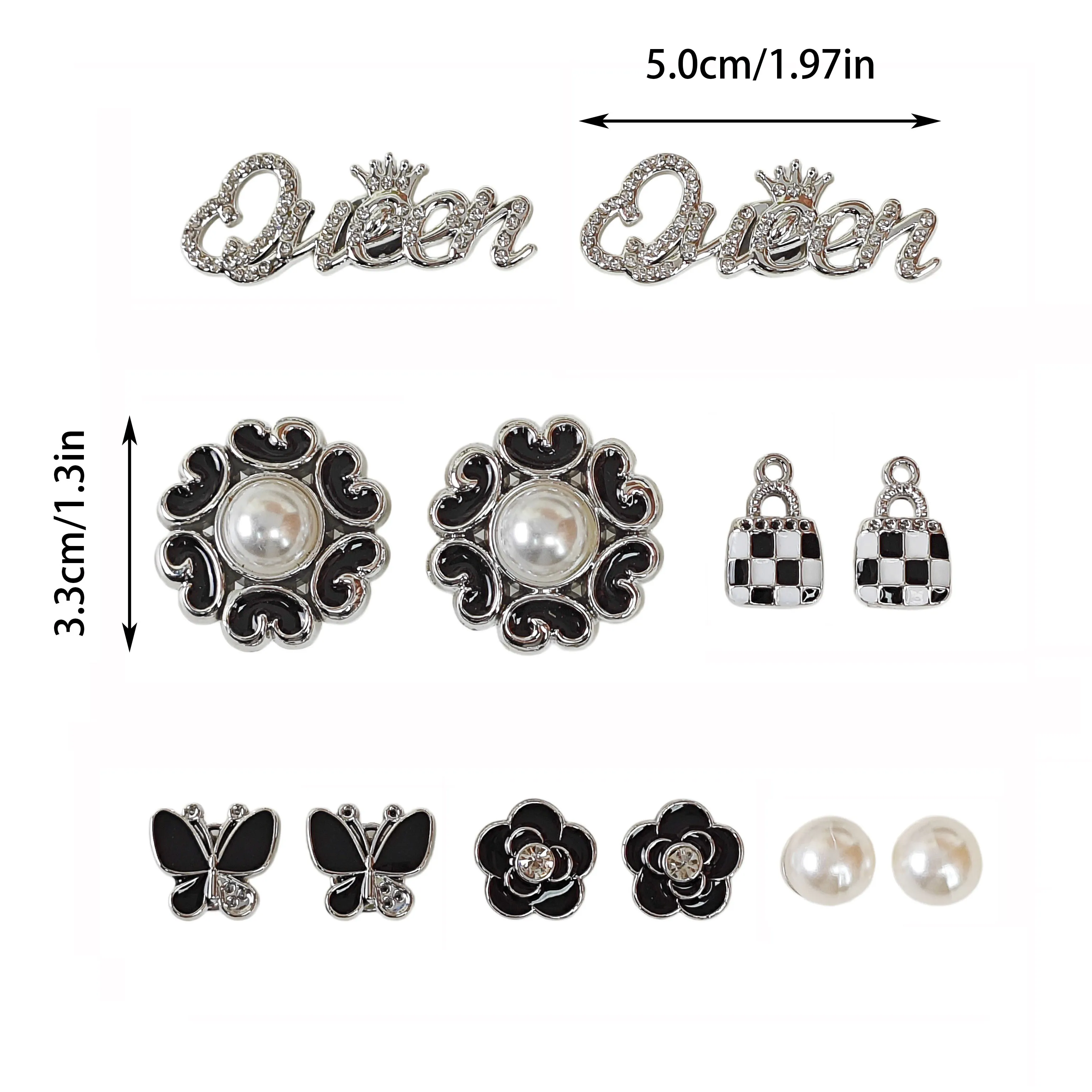 12Pcs DIY Shoe Decoration Charms Shiny Letters, Flowers, Butterflies, Bag Decoration Clips, Non-Metal Lightweight Material, Y2K Fashion Versatile Cute Personality Accessories for Men and Women, Suitable for Eva Beach Shoes, Sandals, Removable Shoe Decoration, Holiday Gift