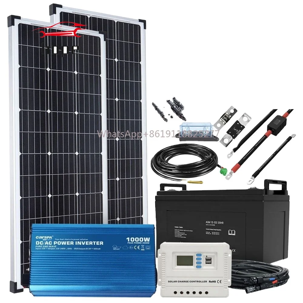 Off-grid Solar System Solution RV Solar Panel Branch Socket PWM Controller AGM Battery Pure Sine Wave Inverter