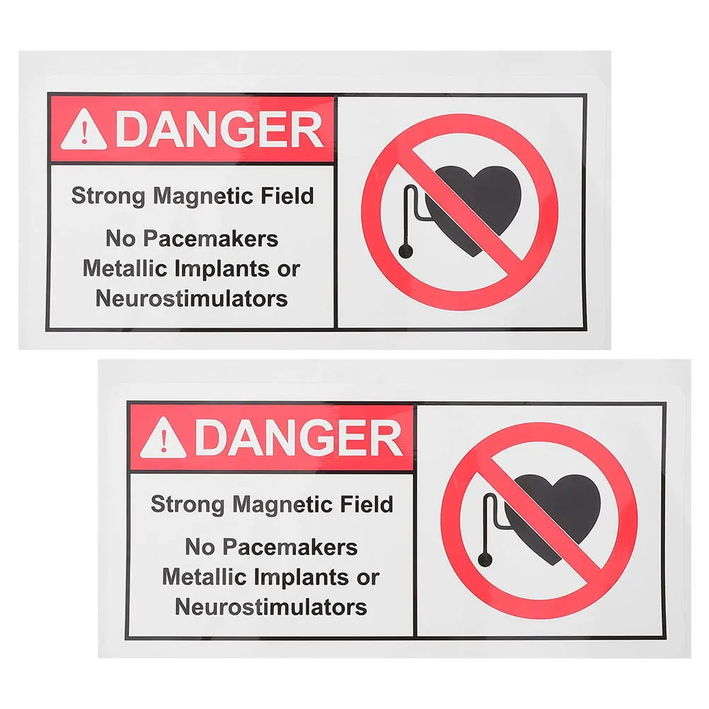 2pcs Warning Stickers Clear Pp Synthetic Paper Safety Signs For Magnetic Field Areas No Sticker Adhesive