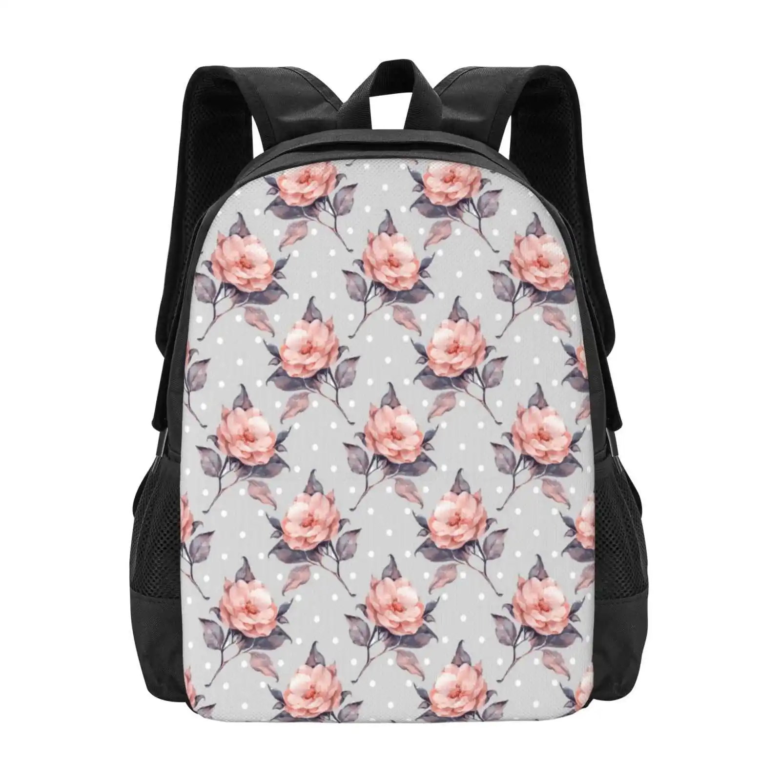 

Vintage Floral Pattern Hot Sale Schoolbag Backpack Fashion Bags Beautiful Blooming Blossom Botany Delicate Elegance Feminine