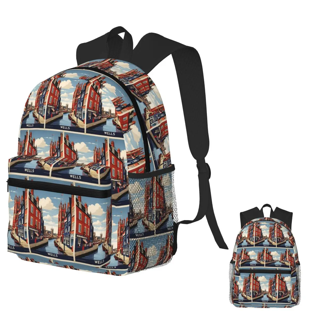 

Wells United Kingdom Vintage Travel Tourism Student Backpack School Bag Daypack for Men Women Fashion Bookbag Shoulder Bags