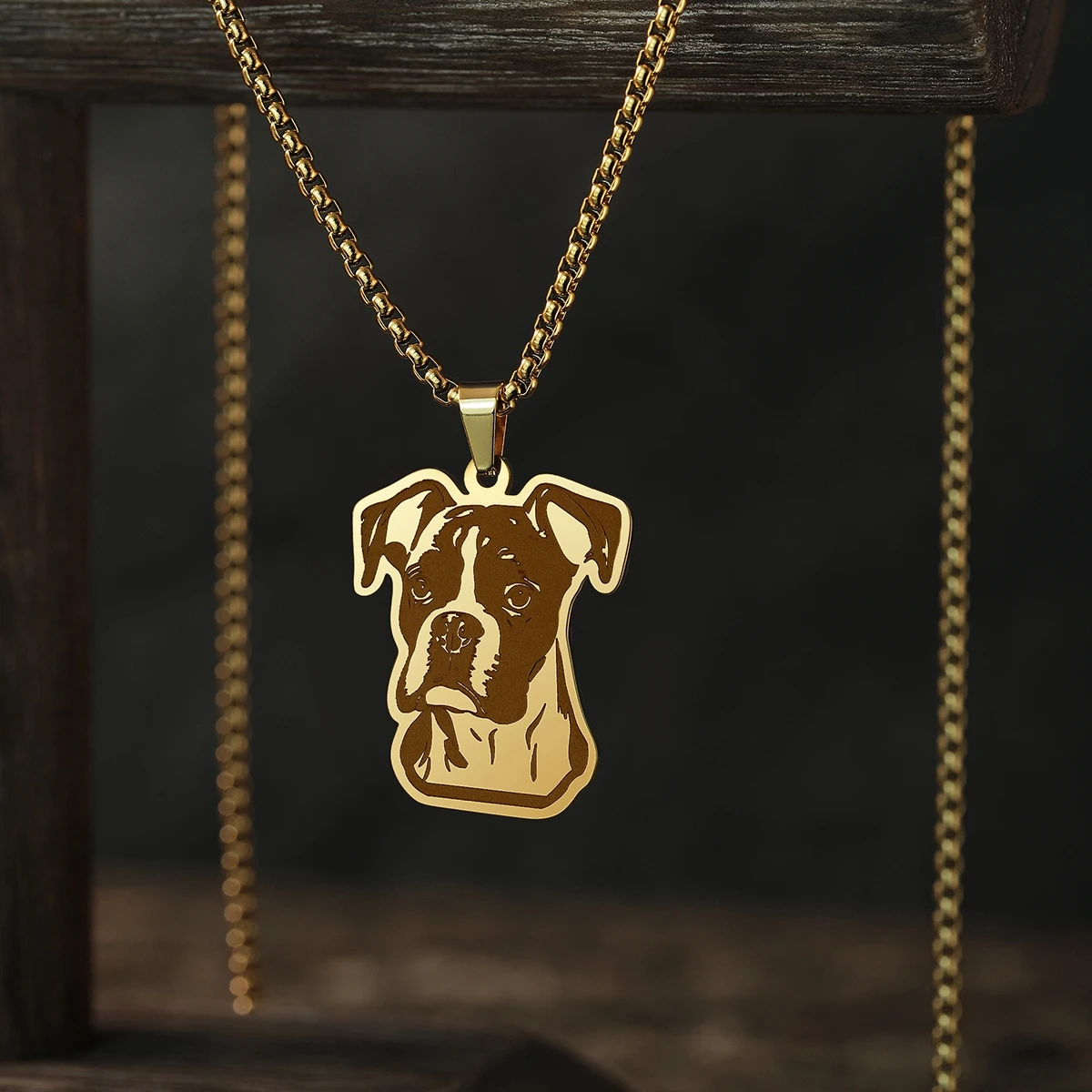 

Kinitial Boxer Cute Animal Dog Necklace For Women Men Vintage Jewelry Punk Pendant Necklaces Stainless Steel Gift