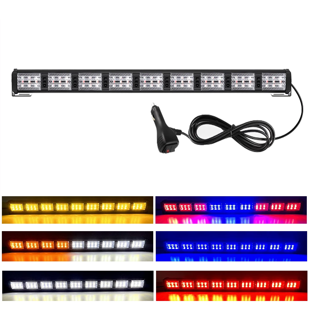 Car Safety Flash Warning Light bar LED Two Color Change Police Vehicles Strobe Emergency Signal Lamp Yellow White Red Blue