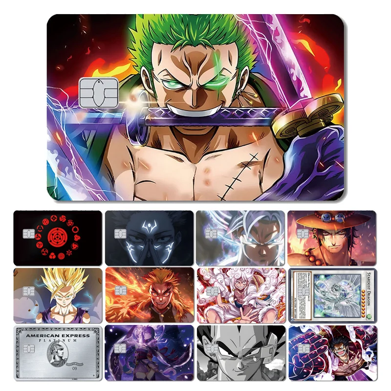 Demon Slayer One Piece Anime Game Dragon Ball Front Debit Creidt Card Film Cover Sticker Case for Small Large Chip No Chip