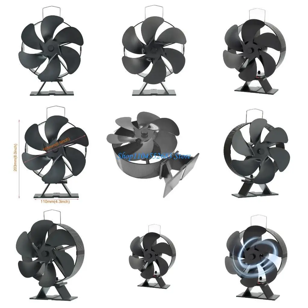 Y6GD Stove Oven Fan Heat Powered 6 Silent Fast Motor Fireplace Chimney Fan