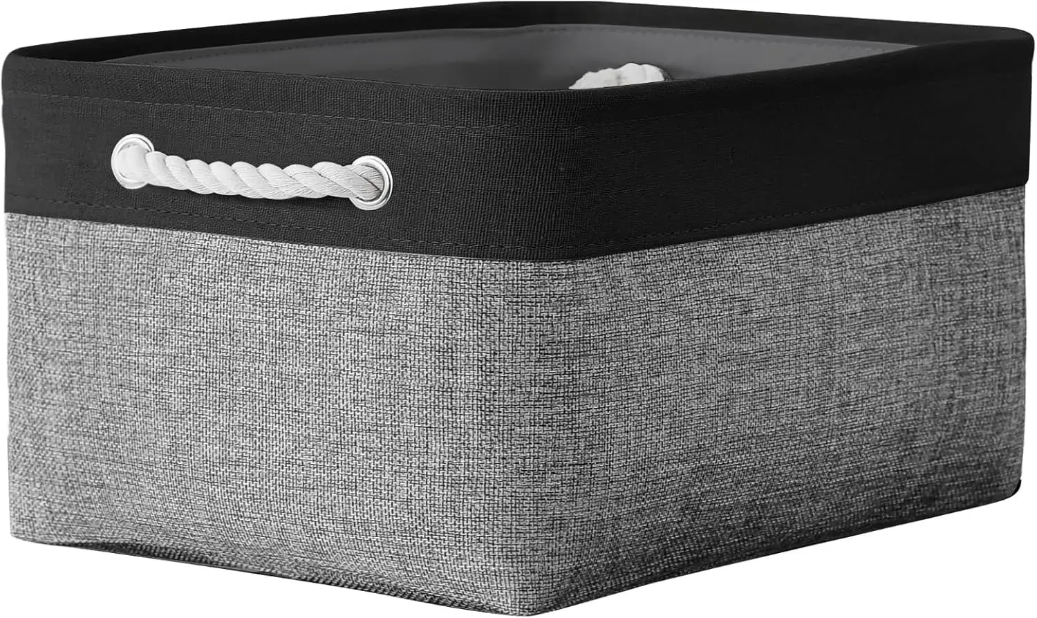 

Fabric Storage Basket 16x12x8 inch for Organizing Shelves, Closet, Laundry and Toy Bin with Collapsible Design (Grey & Black)