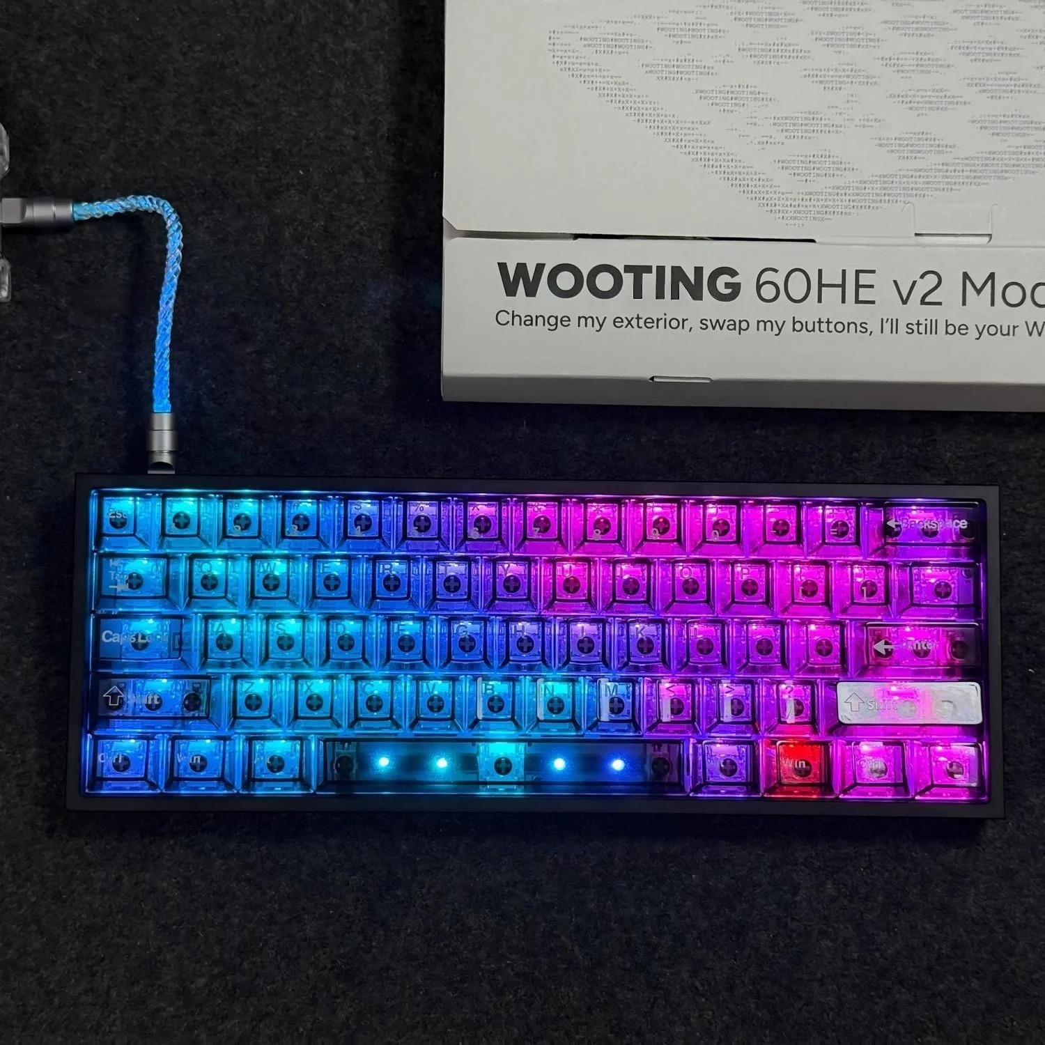 Cherry Profile Black Transparent PC Keycaps 132 Key UV Printing Crystal RGB Backlit Keycaps for MX Switches Gaming Keyboard