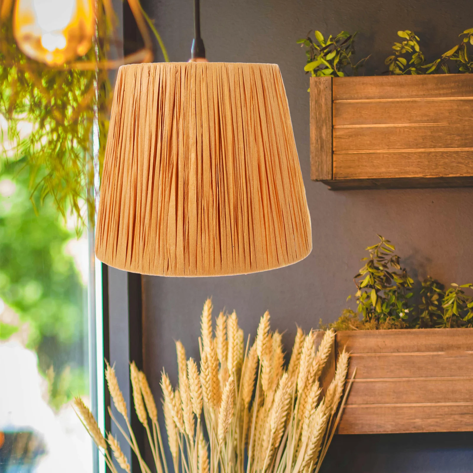 ورقة حبل غطاء مصباح المنسوجة يدويا غطاء خفيف ل ثريا تركب بالسقف ديكور المنزل مزرعة معلقة عاكس الضوء خمر #5