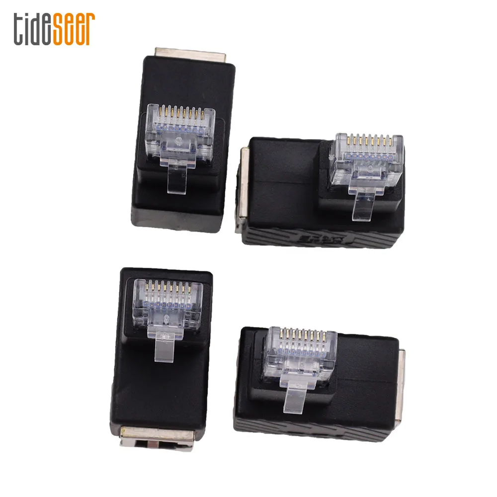 

300pcs Up Down Left Right Angle Ethernet Adapter 90 Degree RJ45 8P8C Male to Female Extension Connector Converter