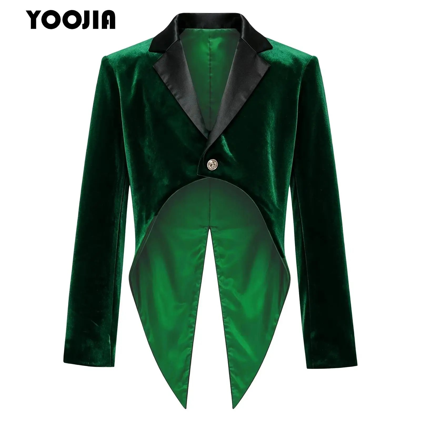 Boys Vintage Velvet Tailcoat Jacket Children Long Sleeve Blazers Tuxedo Coat Magician Show Costume Wedding Party Gentleman Suit
