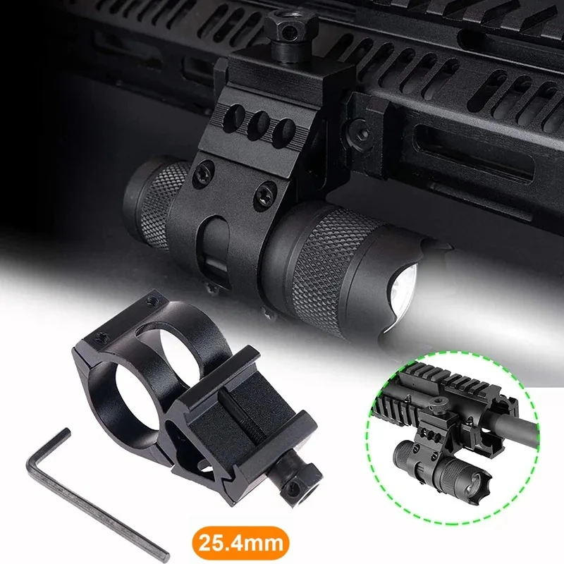 Tactical 25.4mm Quick Release Offset Flashlight Scope Mount 20mm Picatinny Rail 45 Degree Sight Hunting Gun Airsoft Accessories