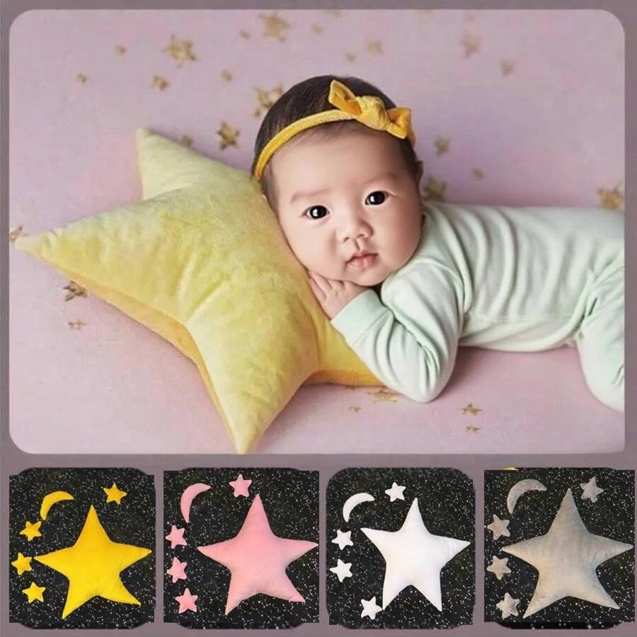 

Реквизит для фотосъемки новорожденных, 6 шт., фланелевая звезда, луна, набор подушек для позирования, большая звезда, 4 маленьких звезды, луна для детских фотосессий, подарок для душа